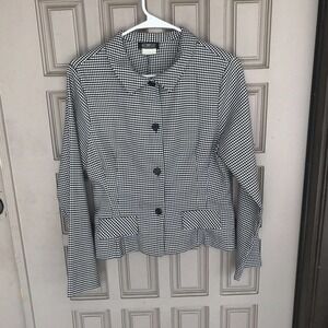 Vintage Accomplice Blouse Houndstooth Peplum SzL Button Up Runs Small Preowned